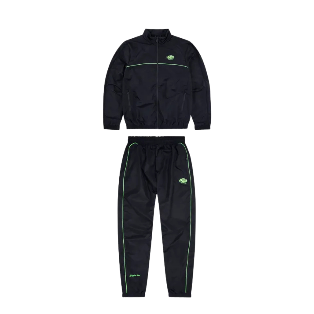 Syna Logo Shell Tracksuit Black/Neon Green