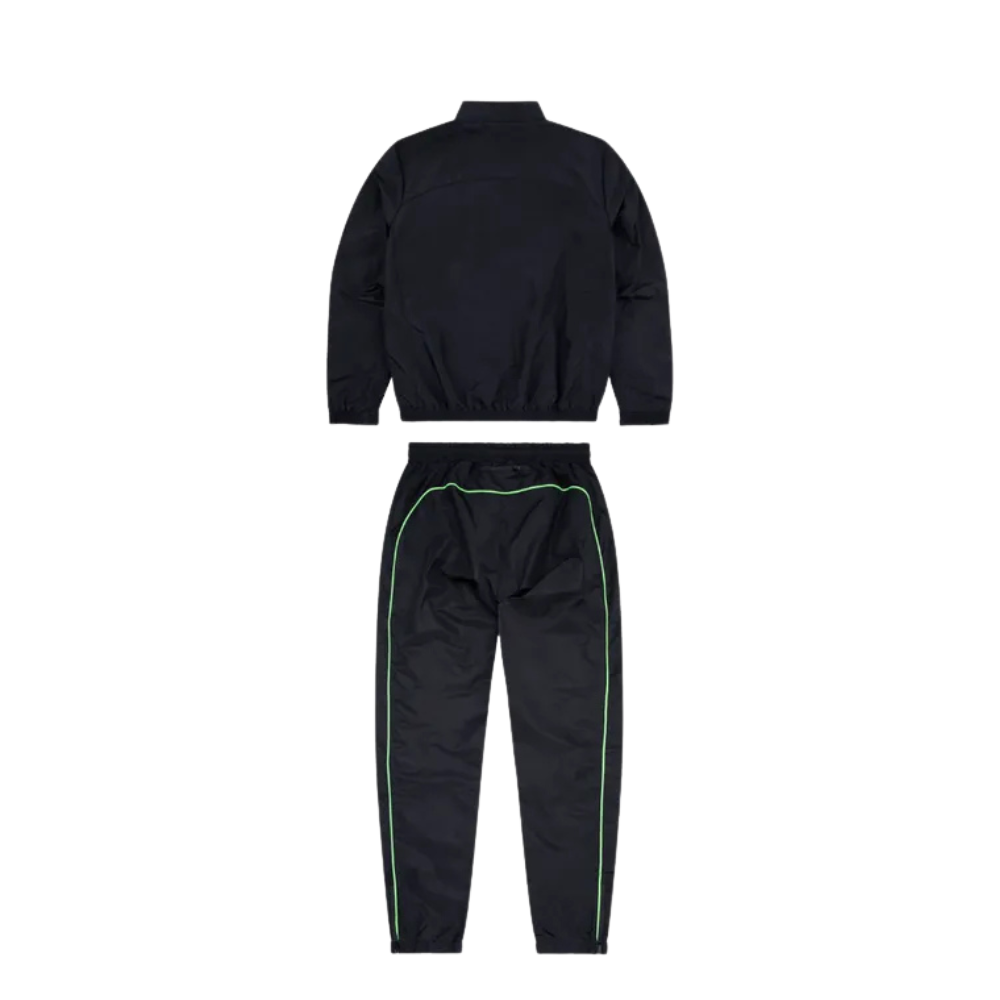 Syna Logo Shell Tracksuit Black/Neon Green back