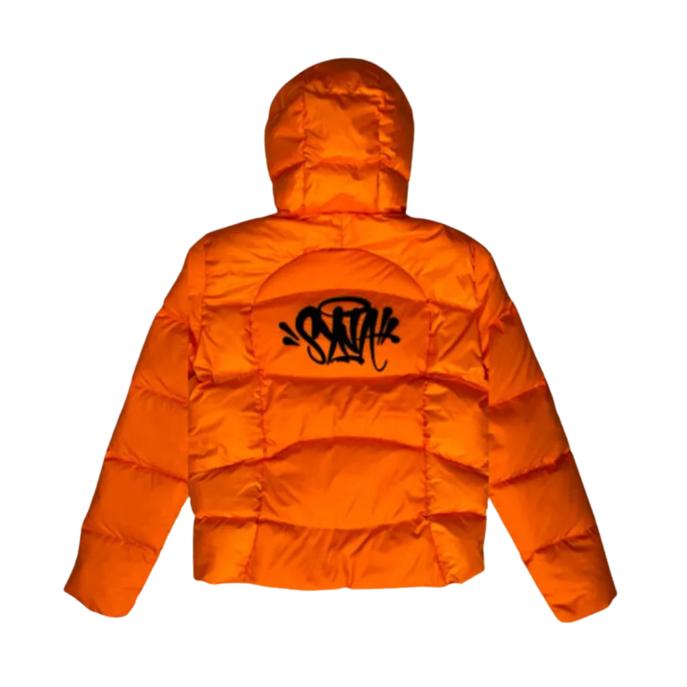 Syna Wave Puffer Jacket Orange back